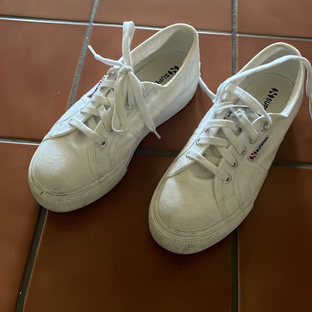 Supergas white platform sneaker
